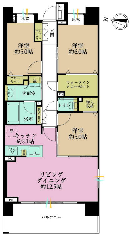 その他 3LDK、専有面積75.73m2、バルコニー面積12.2m2