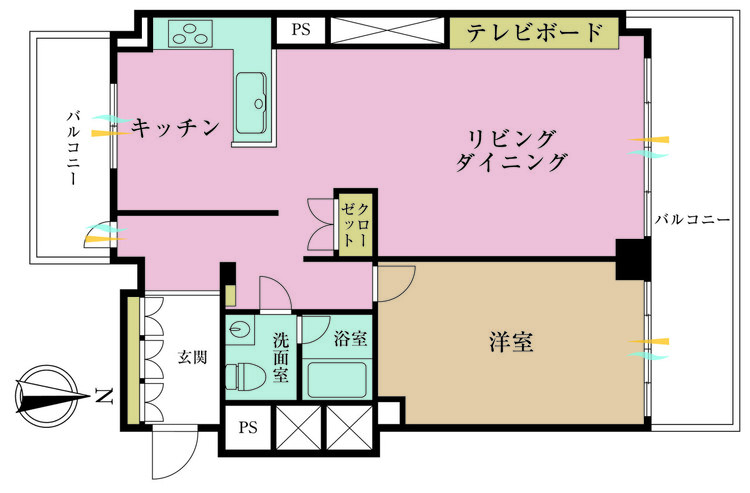 その他 1LDK、専有面積63.45m2、バルコニー面積17.18m2