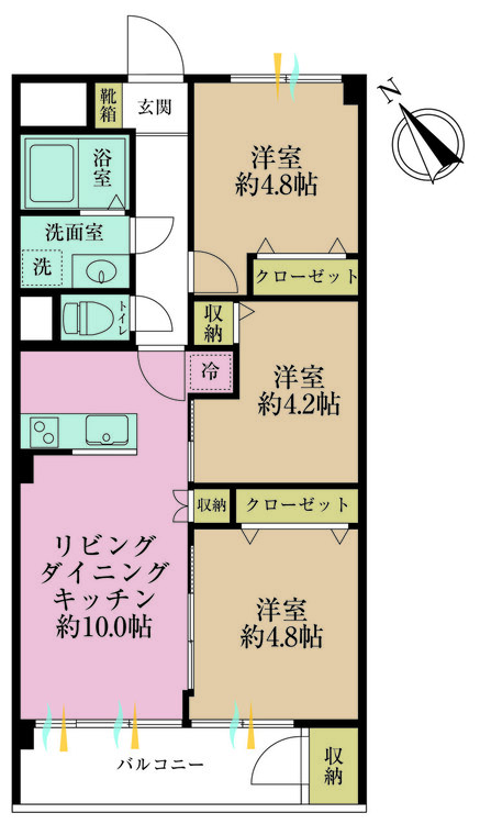 その他 3LDK、専有面積59.4m2、バルコニー面積6.75m2