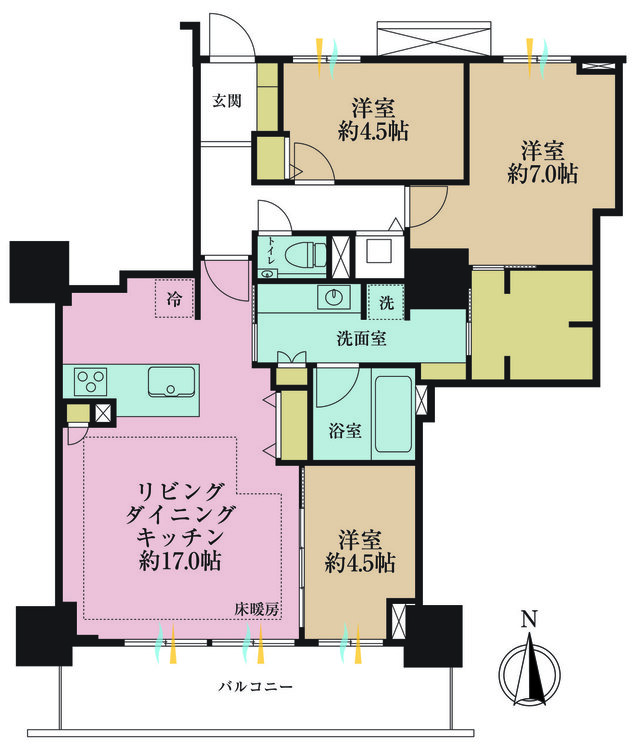 その他 3LDK、専有面積79.81m2、バルコニー面積11.79m2