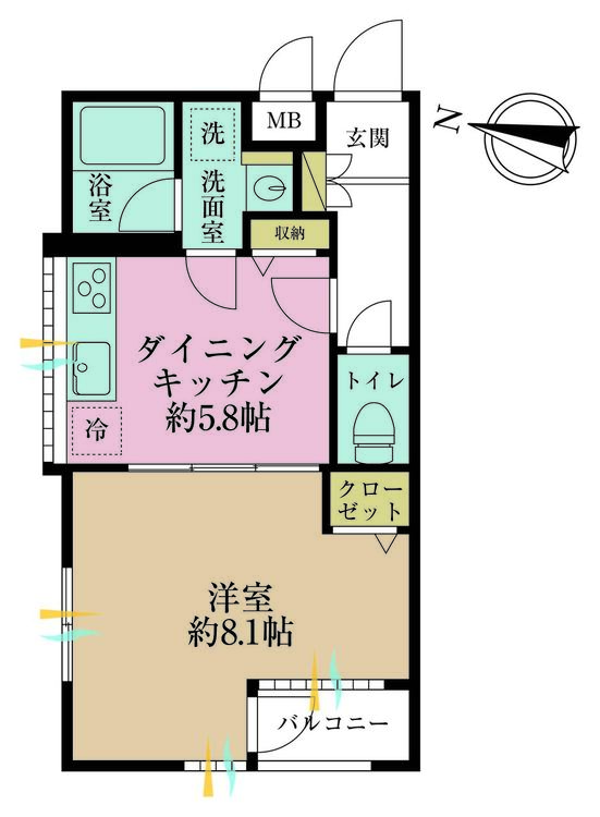 その他 1DK、専有面積34.25m2、バルコニー面積2m2