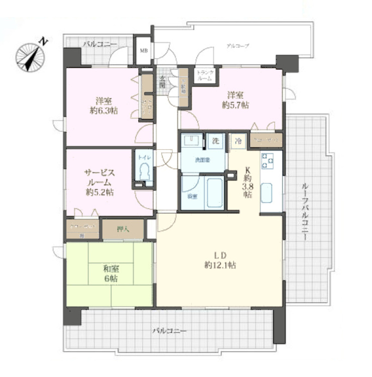 その他 4LDK、専有面積84.36m2、バルコニー面積30.39m2