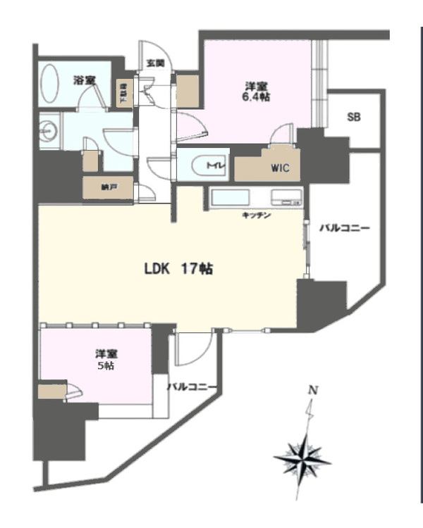 その他 2LDK、専有面積67.15m2、バルコニー面積16.98m2