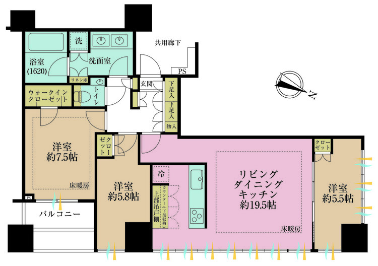 その他 3LDK、専有面積84.48m2、バルコニー面積5.7m2