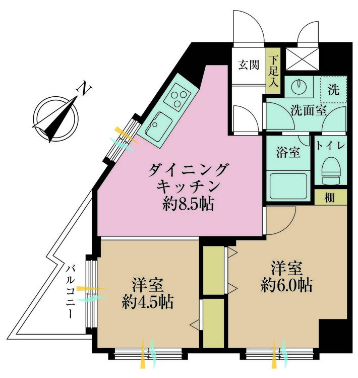 その他 2DK、専有面積44.18m2、バルコニー面積2.93m2