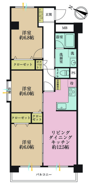 その他 3LDK、専有面積72.38m2、バルコニー面積7.84m2