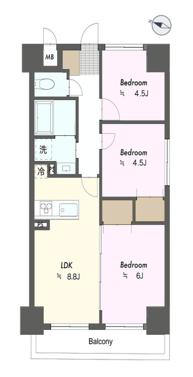 その他 3LDK、専有面積52.92m2、バルコニー面積6.72m2