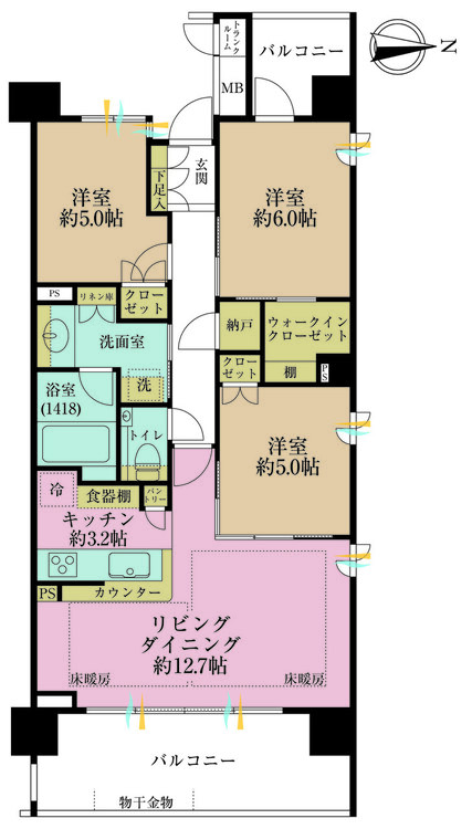 その他 3LDK、専有面積73.53m2、バルコニー面積16.76m2