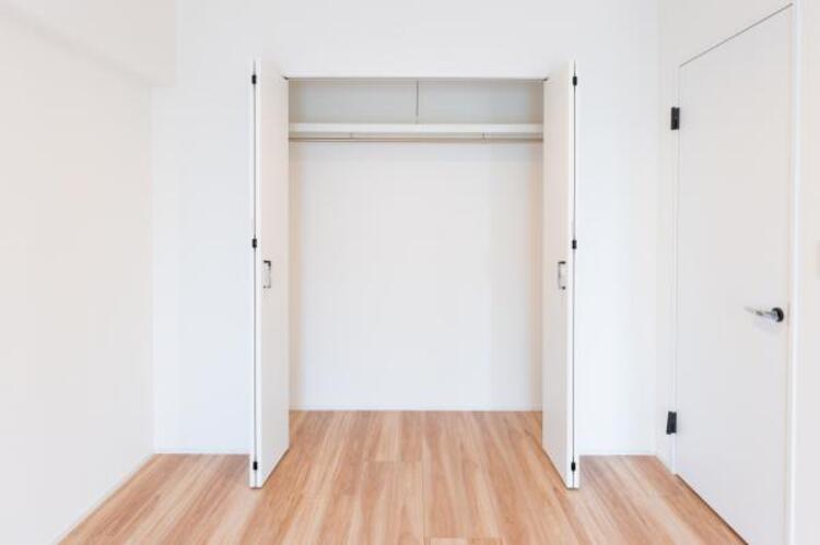 収納 クローゼットは棚やハンガーパイプが付いており、スーツや上着などが収納可能です。
