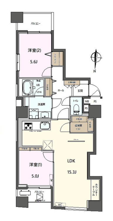 その他 2LDK+S（納戸）、専有面積61.01m2、バルコニー面積6.89m2