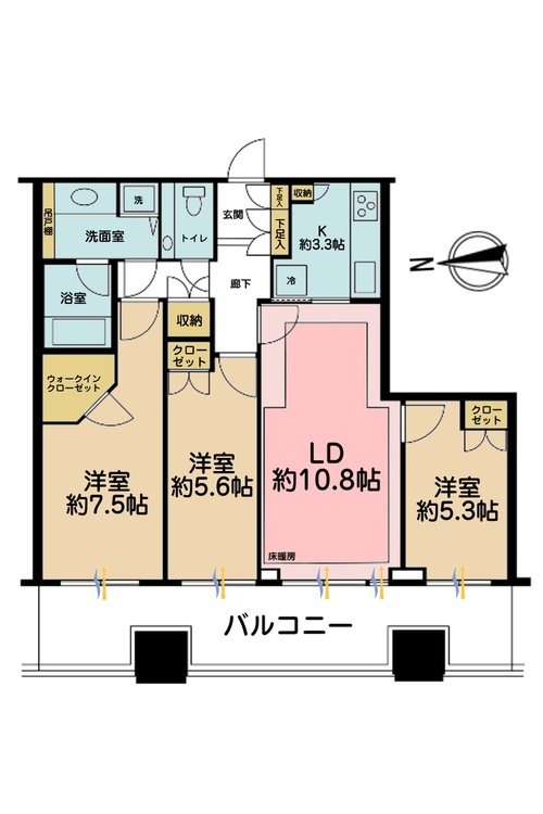 その他 3LDK、専有面積74.35m2、バルコニー面積19.79m2