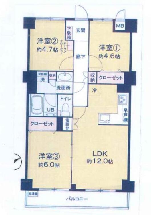 間取り 【間取り図】広々とした3LDKの間取りです！新規リフォーム物件です！