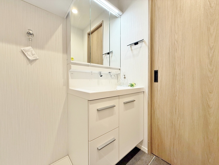 洗面 何かと物が増える場所だからこそ、スッキリと見映えの良い空間に。