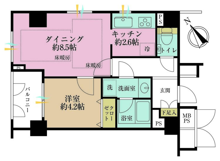 その他 1DK、専有面積40.83m2、バルコニー面積3.99m2