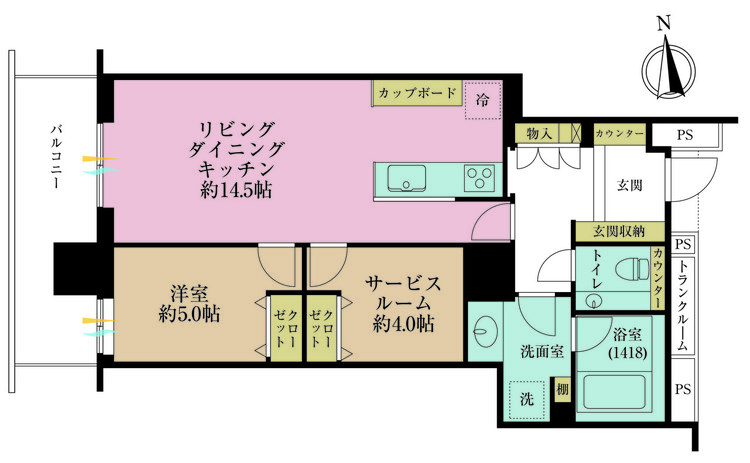 その他 1LDK+S（納戸）、専有面積59.12m2、バルコニー面積8.92m2