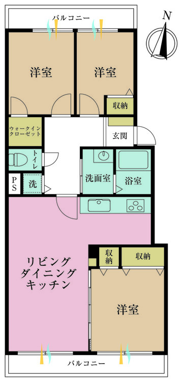 その他 3LDK、専有面積74.44m2、バルコニー面積8.04m2