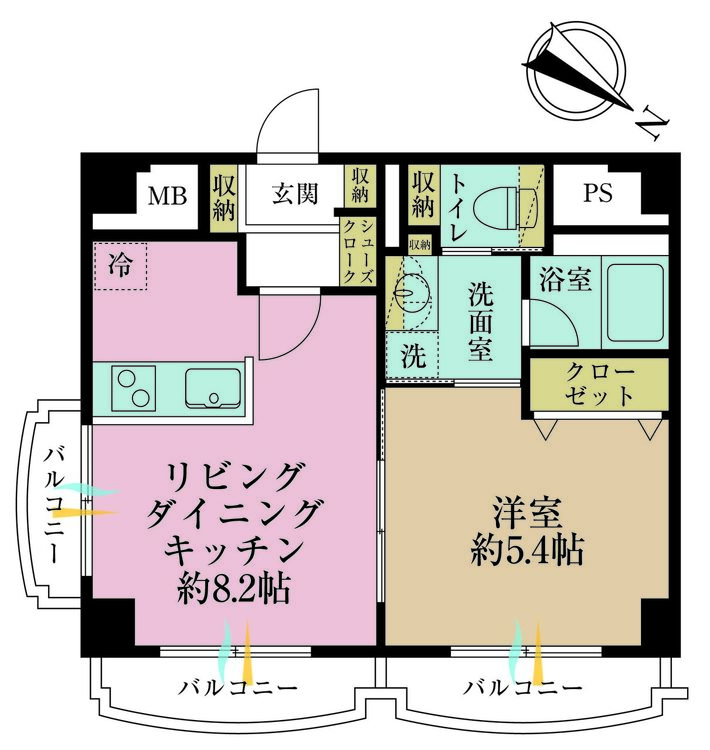 その他 1LDK、専有面積33.92m2、バルコニー面積8.09m2