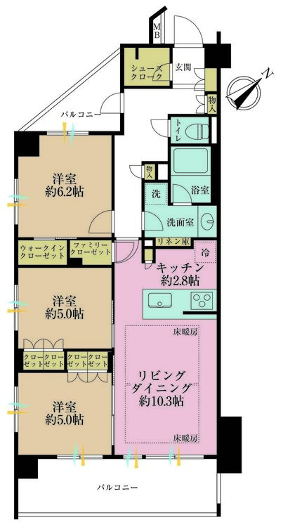 その他 3LDK、専有面積71.1m2、バルコニー面積15.43m2