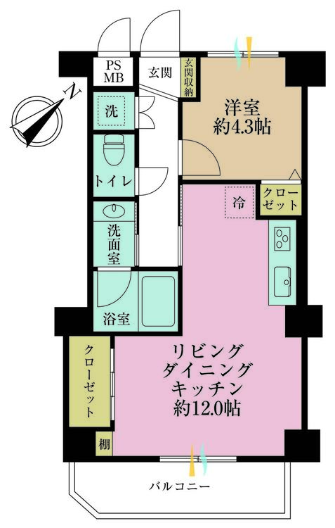 その他 1LDK、専有面積40.05m2、バルコニー面積5.27m2