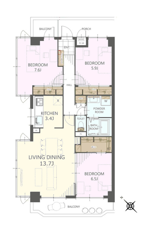 その他 3LDK、専有面積85.46m2、バルコニー面積11.27m2
