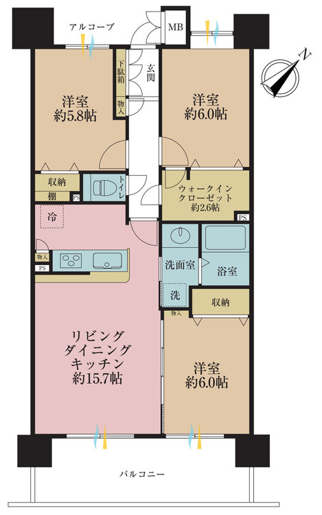 その他 3LDK、専有面積76.71m2、バルコニー面積13m2