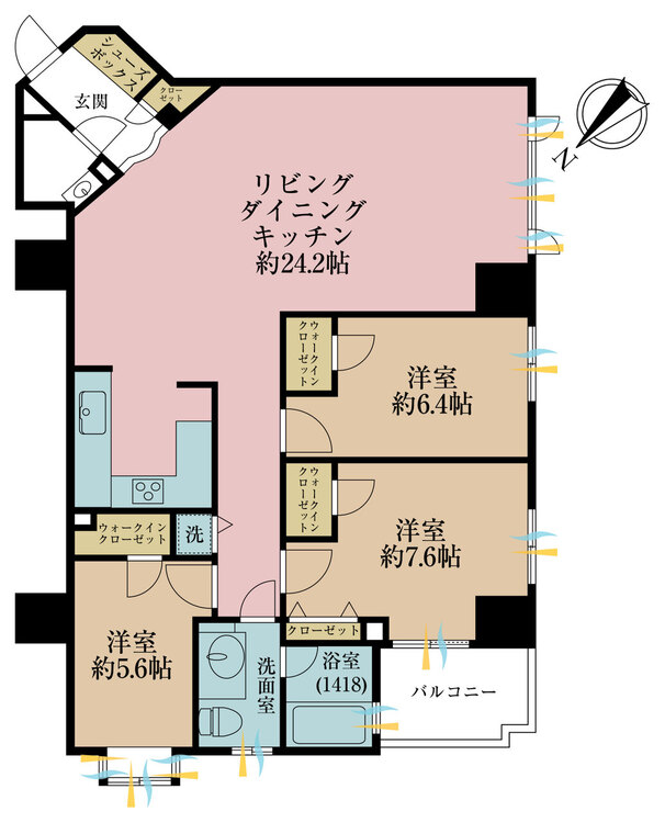 その他 3LDK、専有面積100.77m2、バルコニー面積4.11m2