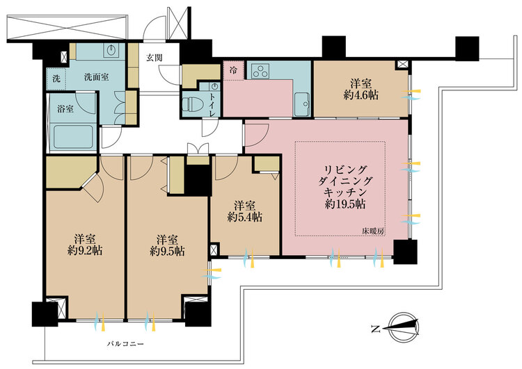 その他 4LDK、専有面積109.12m2、バルコニー面積30.62m2