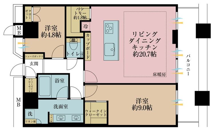 その他 2LDK、専有面積83.8m2、バルコニー面積12.2m2