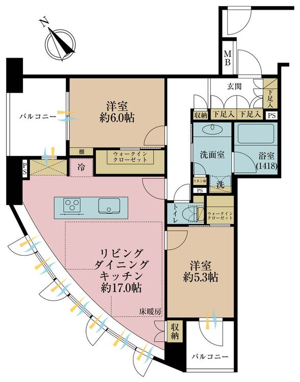 その他 2LDK、専有面積69.39m2、バルコニー面積9.24m2