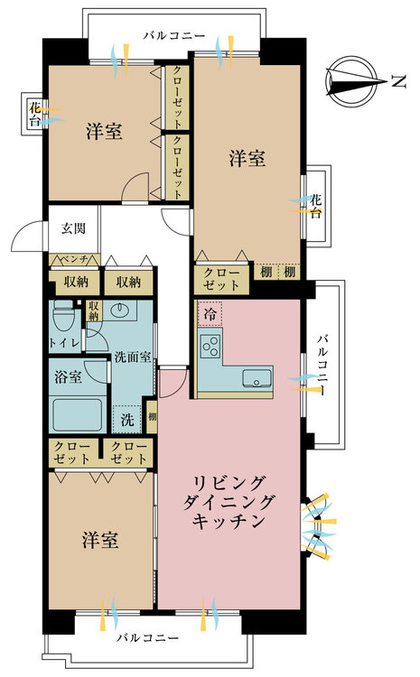 その他 3LDK、専有面積94.11m2、バルコニー面積18.11m2