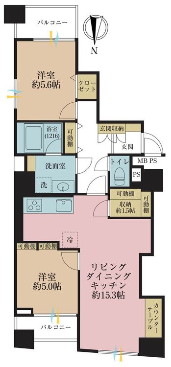 その他 2LDK+S（納戸）、専有面積61.01m2、バルコニー面積6.89m2