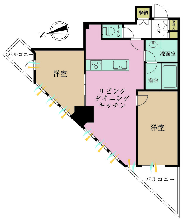 その他 2LDK、専有面積61.07m2、バルコニー面積8.46m2