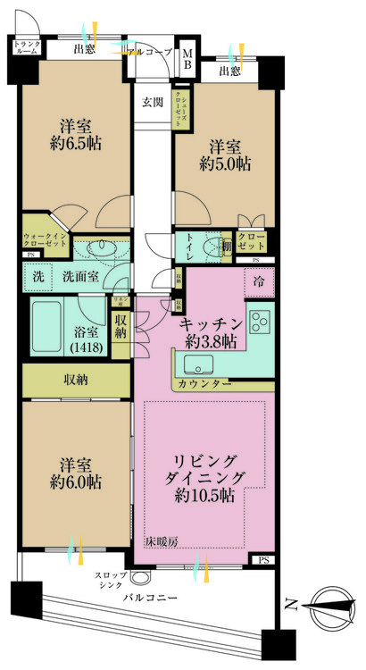 その他 3LDK、専有面積71.12m2、バルコニー面積10.45m2
