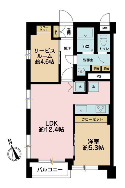 その他 1LDK+S（納戸）、専有面積49.95m2、バルコニー面積2.97m2