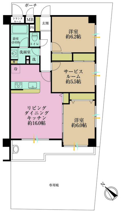 その他 2LDK+S（納戸）、専有面積75.68m2