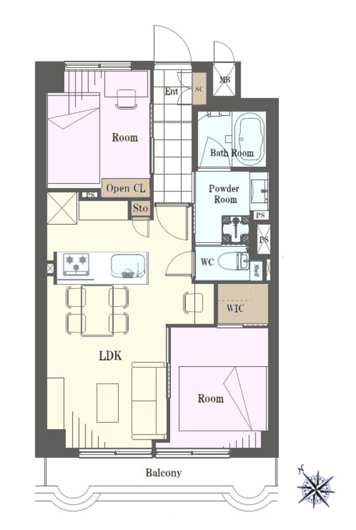 その他 2LDK、専有面積47.5m2、バルコニー面積5.66m2