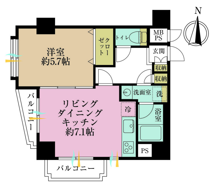 その他 1LDK、専有面積38.8m2、バルコニー面積4.65m2