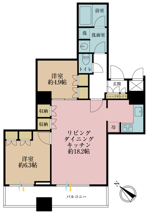 その他 2LDK、専有面積67.98m2、バルコニー面積7.61m2