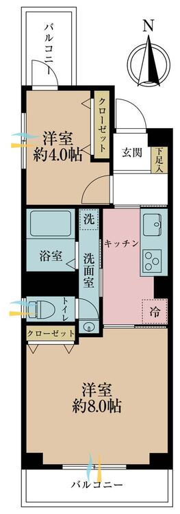 その他 2K、専有面積39.29m2、バルコニー面積5.71m2