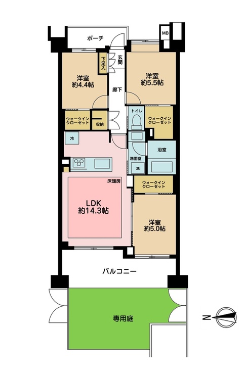 その他 3LDK、専有面積69.4m2、バルコニー面積12.32m2