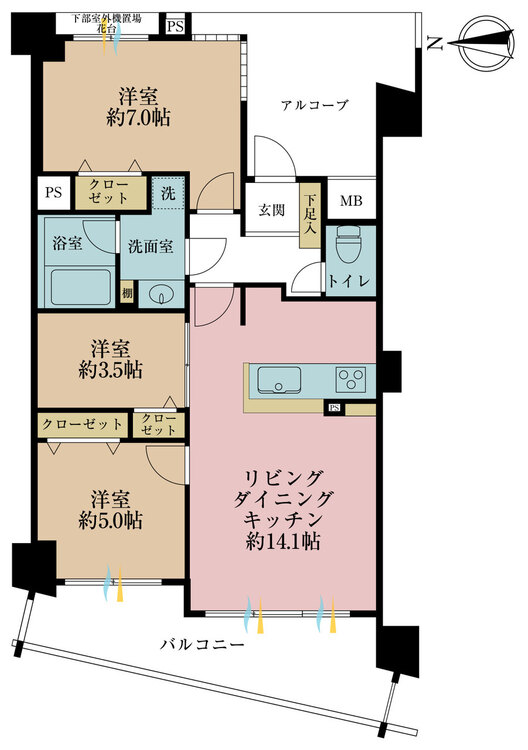 その他 3LDK、専有面積65.7m2、バルコニー面積10.12m2