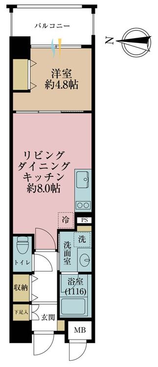 その他 1LDK、専有面積33.47m2、バルコニー面積4.65m2