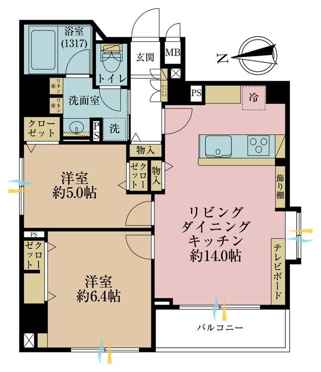 その他 2LDK、専有面積59.94m2、バルコニー面積4.44m2
