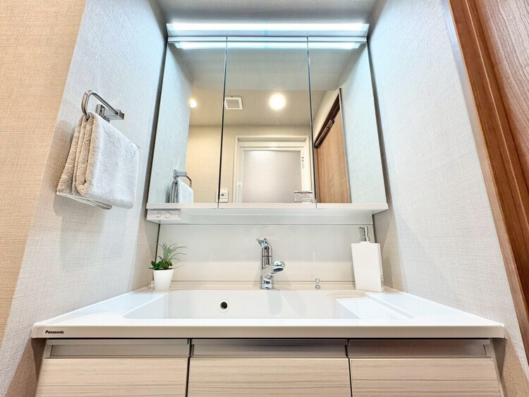 洗面 何かと物が増える場所だからこそ、スッキリと見映えの良い空間に。