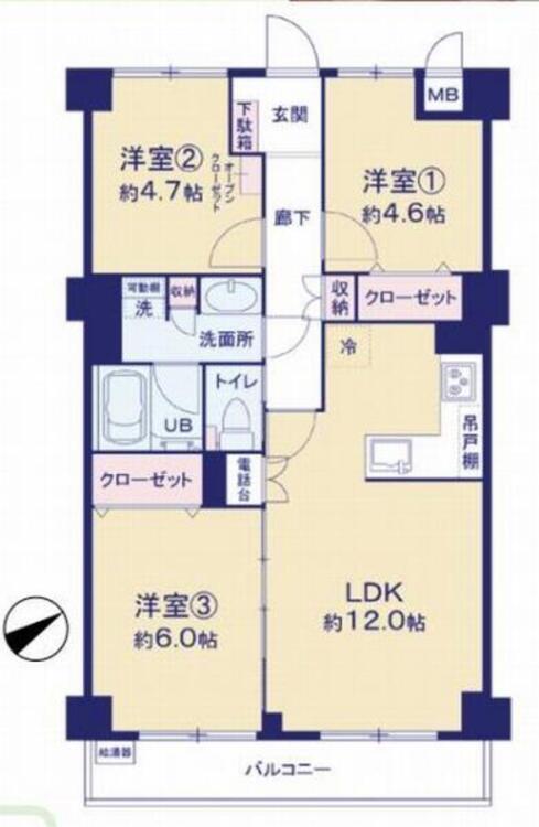 間取り 間取り（３ＬＤＫ＋バルコニー）