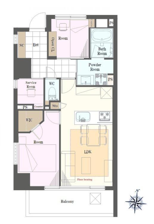 その他 2LDK+S、専有面積50.88?、バルコニー面積7.24?