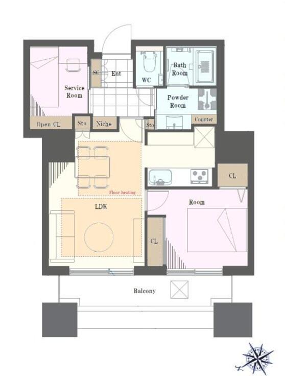 その他 1LDK+S、専有面積53.7?、バルコニー面積7.62?