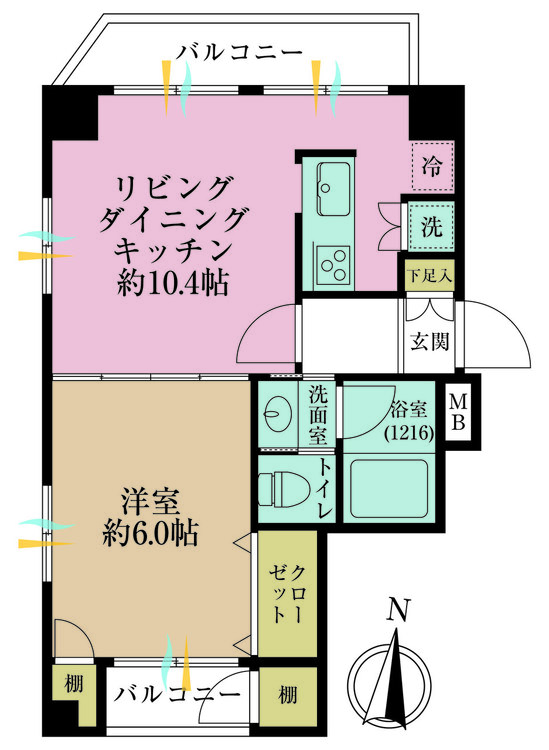 その他 1LDK、専有面積37.08m2、バルコニー面積6.55m2