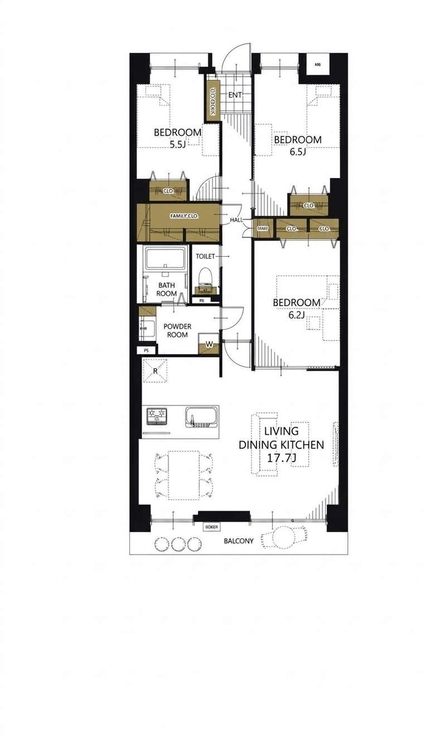 その他 3LDK、専有面積81.87m2、バルコニー面積8.24m2