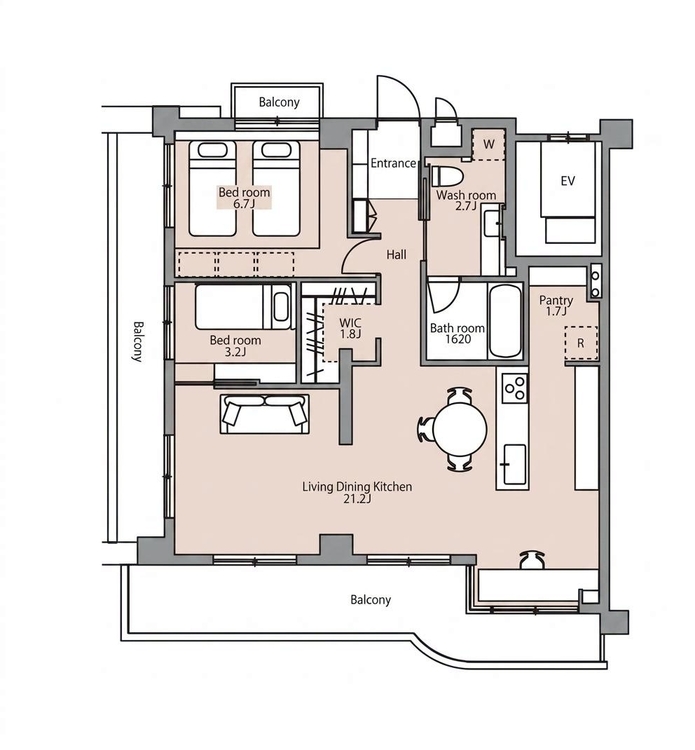 その他 2LDK、専有面積78.17m2、バルコニー面積12.5m2